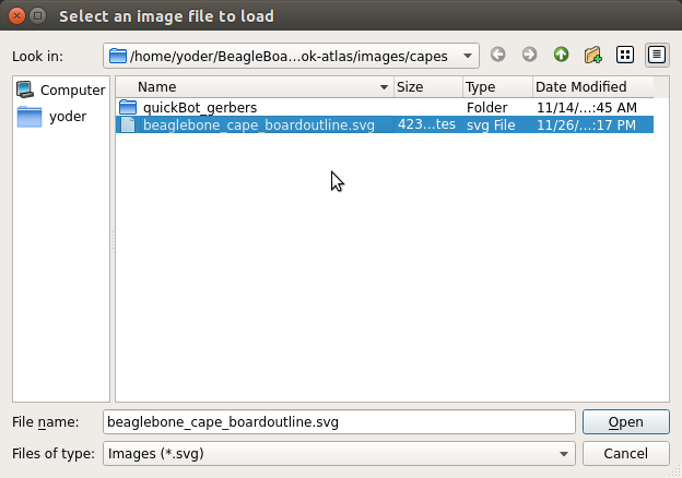 PCB selecting svg file