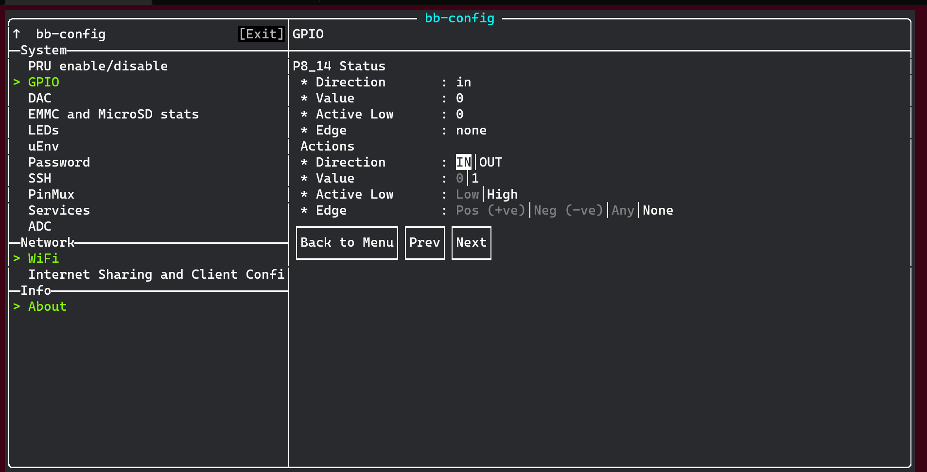 gpio setting